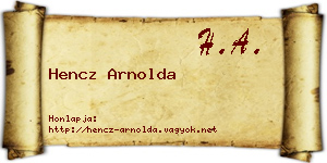 Hencz Arnolda névjegykártya